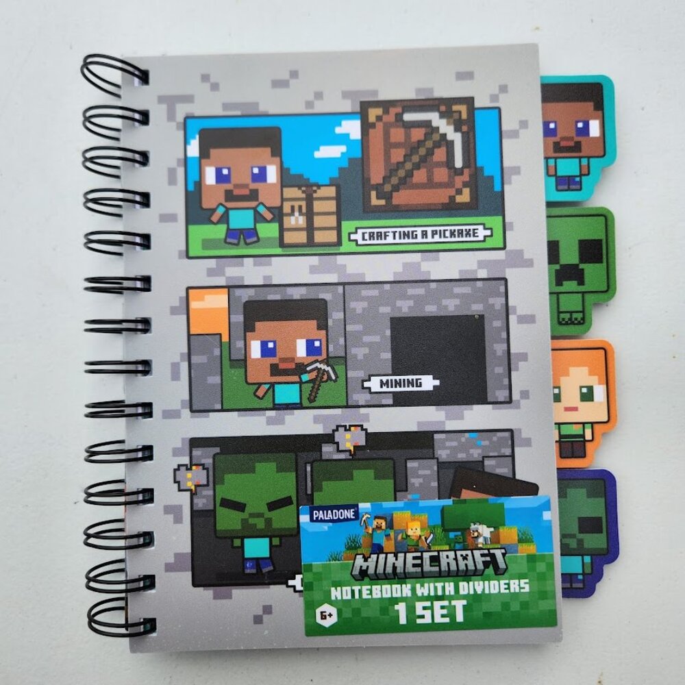 NEW Minecraft Notebook with Dividers School Supplies Spiral Journal 160 Pages Sp